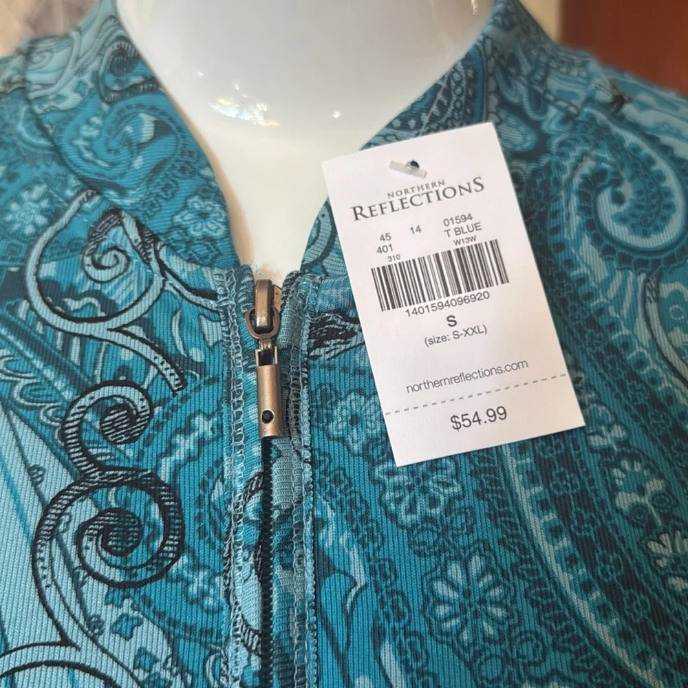NWT northern reflections size small Blue Paisley Zip-Up Jacket - Picture 4 of 4